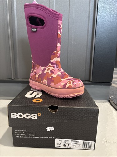 Kids pink camo bog boots - boots, size