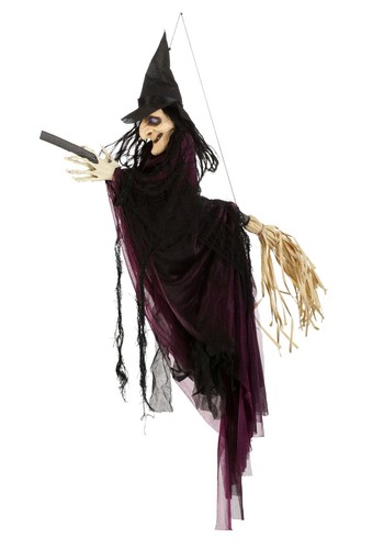 Flying witch broom - witch, with