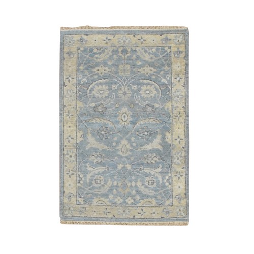 Blue sickle leaf design - 2'x3',