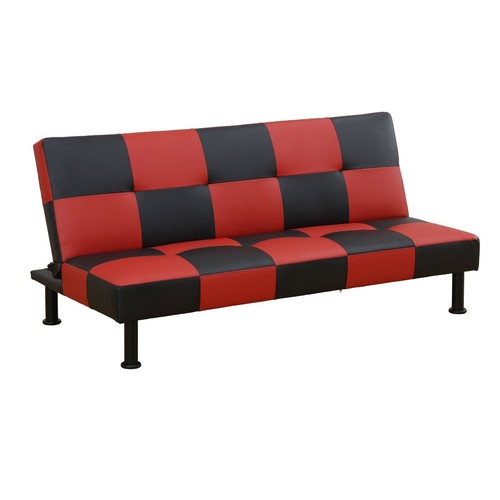 Leather futon sofa bed red - bed,