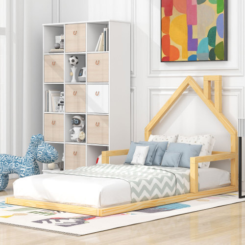 Wood floor bed with - wood,