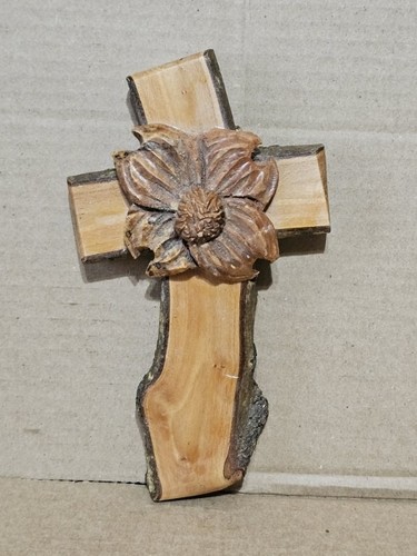 Handcrafted wooden cross with - wooden,
