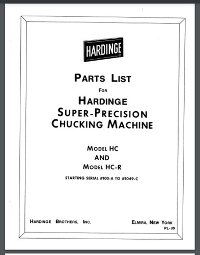 Hardinge lathe model r - model, hc-r