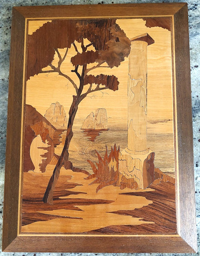 Vintage marquetry wood inlay - vintage,