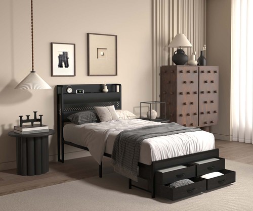 Twin size led bed frame - size,