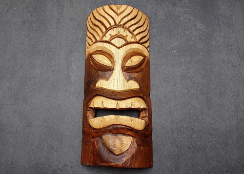 Large unpainted wooden tiki - wooden,