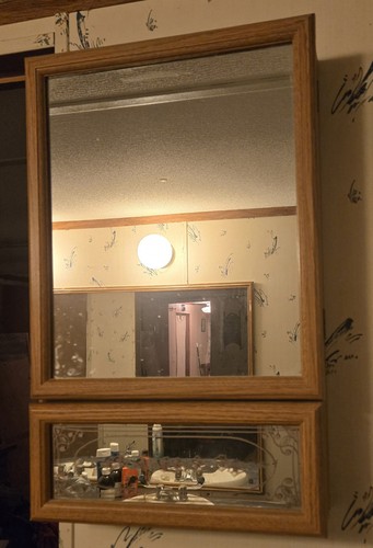 Vintage oak medicine cabinet - oak,