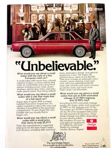 1976 dodge aspen door print - 4,