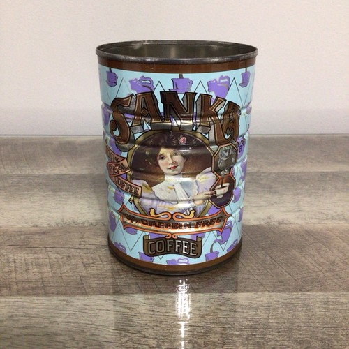 Vintage sanka coffee tin can - coffee,