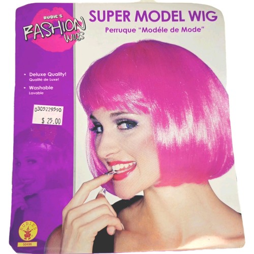 Hot pink super model wig - pink,