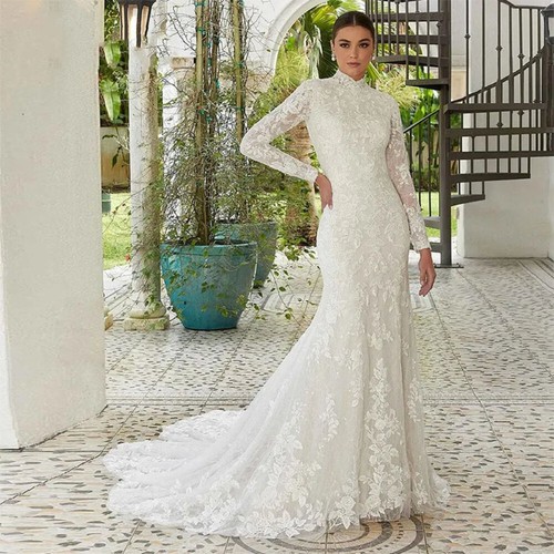 Elegant high neck long sleeves - long,
