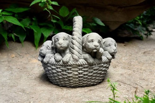 Concrete puppies basket - puppies,