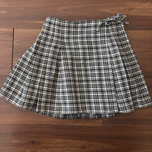 Vintage 90s plaid pleated wrap - 90s,