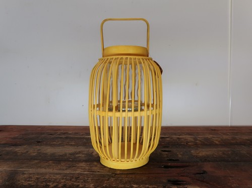 Yellow bamboo candle - yellow,