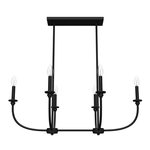 Matte black six light - black, linear