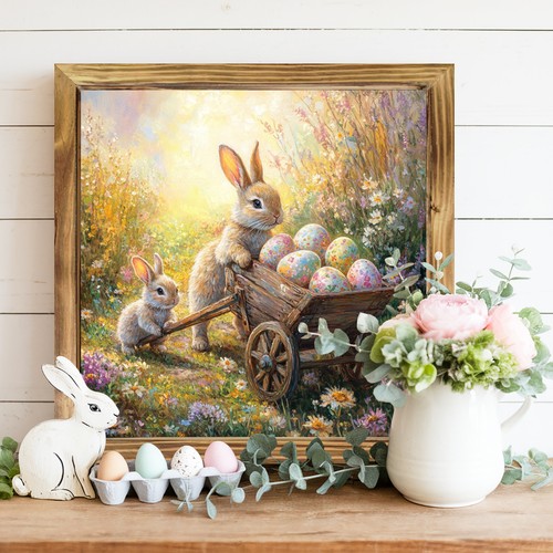 Vintage easter bunnies wooden - vintage,