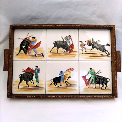 Matador bull fighting - set, in