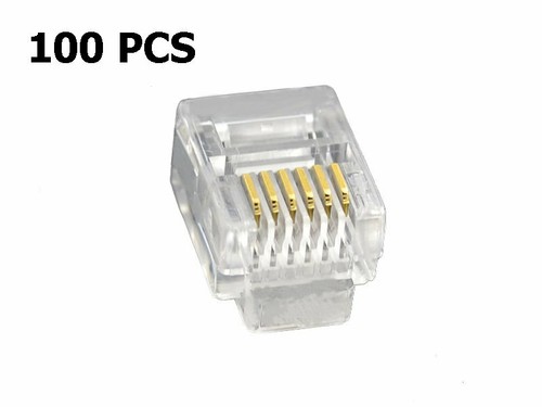 100 pcs rj12 telephone - (6p6c),