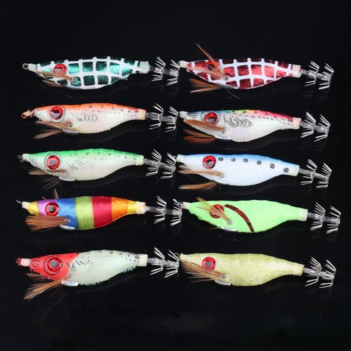 10pcs luminous squid jigs - luminous,