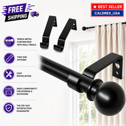 Black curtain rod inch - black,