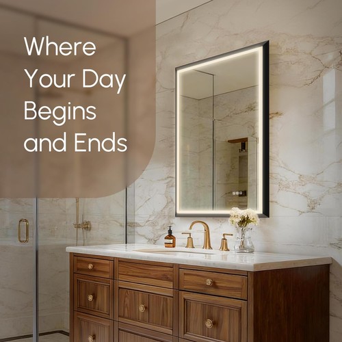 Led bathroom mirror 36x30in - bathroom,