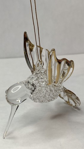 Vtg clear glass gold trim - clear, hand