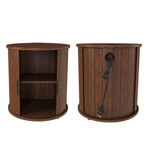 2pcs cylinder end tables with - end,