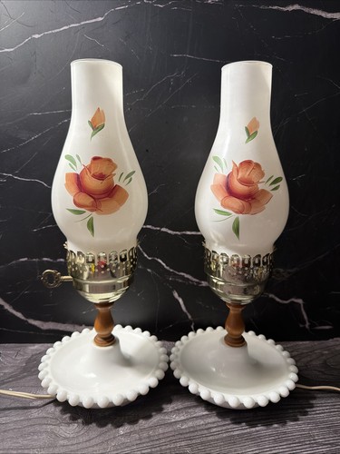Pair vintage milk glass - milk,