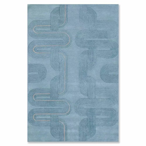 Hand tufted woollen - woollen, l.blue