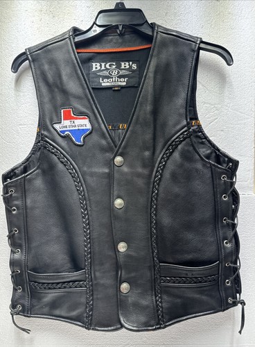 Big leather vest jacket - leather,