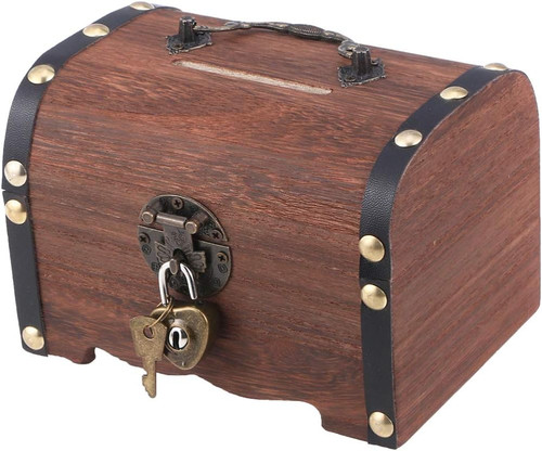 Piggy bank vintage wood - bank:,