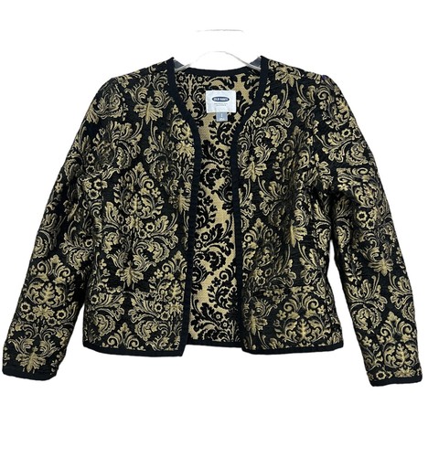 Women brocade jacket black - brocade,