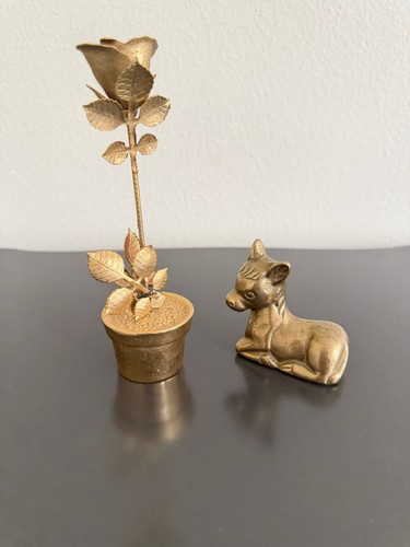 Vintage brass rose and resting - brass,