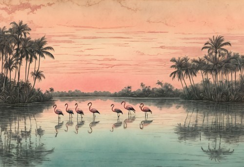 American flamingos tropical - flamingos, in