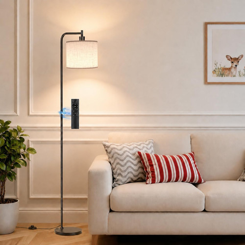 Floor lamp with linen shade - floor,