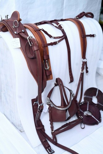 Leather driving harness set - leather,