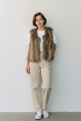 Y2k guess coyote faux fur - guess,
