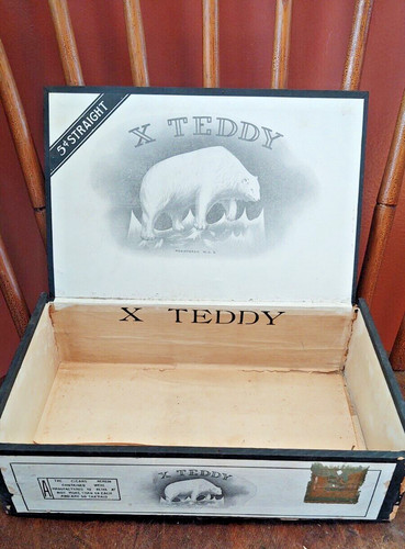 Antique wood cigar box teddy - antique,