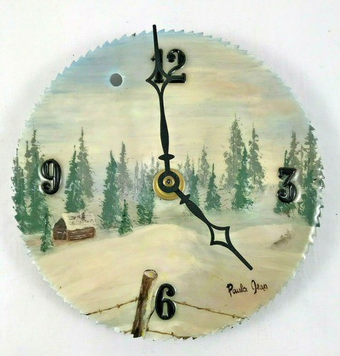 Hand painted saw blade clock - painted,