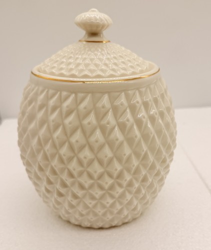 Belleek diamond biscuit jar - belleek,