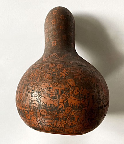 Vintage gourd carved with - carved,