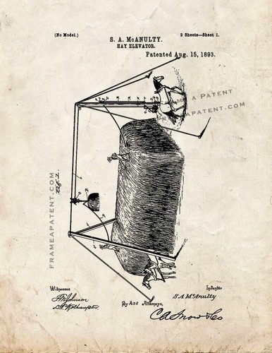 Hay elevator patent print old - patent,