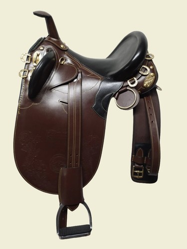 Leather horse tack saddle with - saddle,
