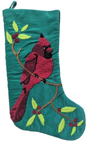 Hand embroidered green velour - hand-embroidered,