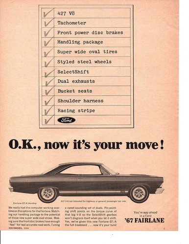 1967 ford fairlane 427 - fairlane, gt/a