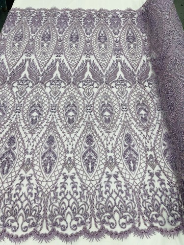 Beaded fabric lilac - -, fancy