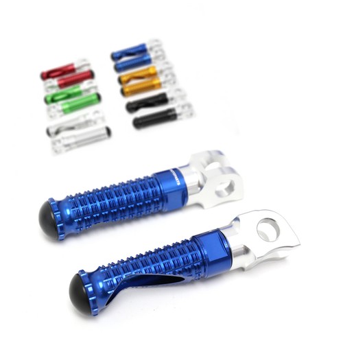 Blue billet front footpegs - billet,