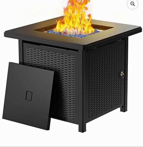 Square black outdoor gas fire - black,