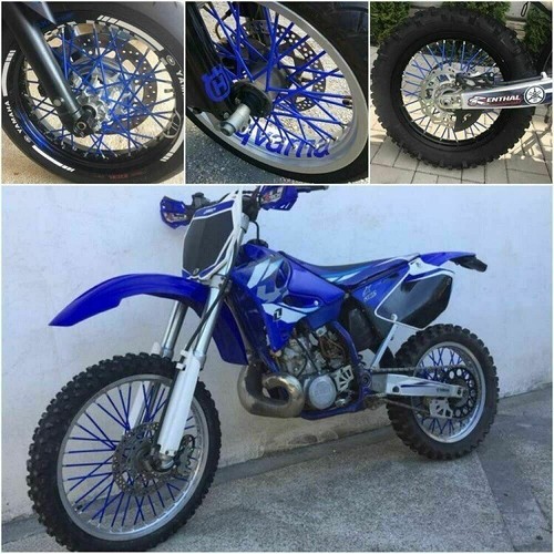 Blue motorcycle enduro wheel - motorcycle,