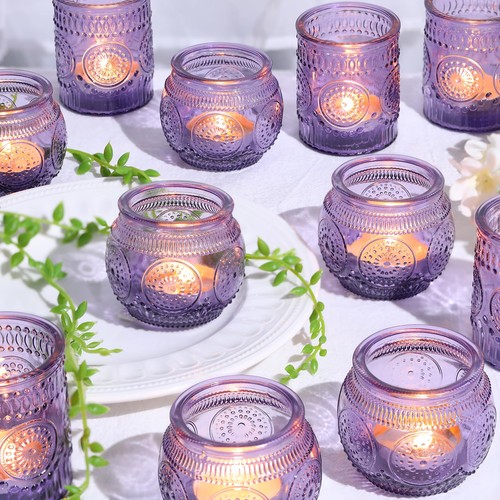 12pcs assorted purple votive - 12pcs,
